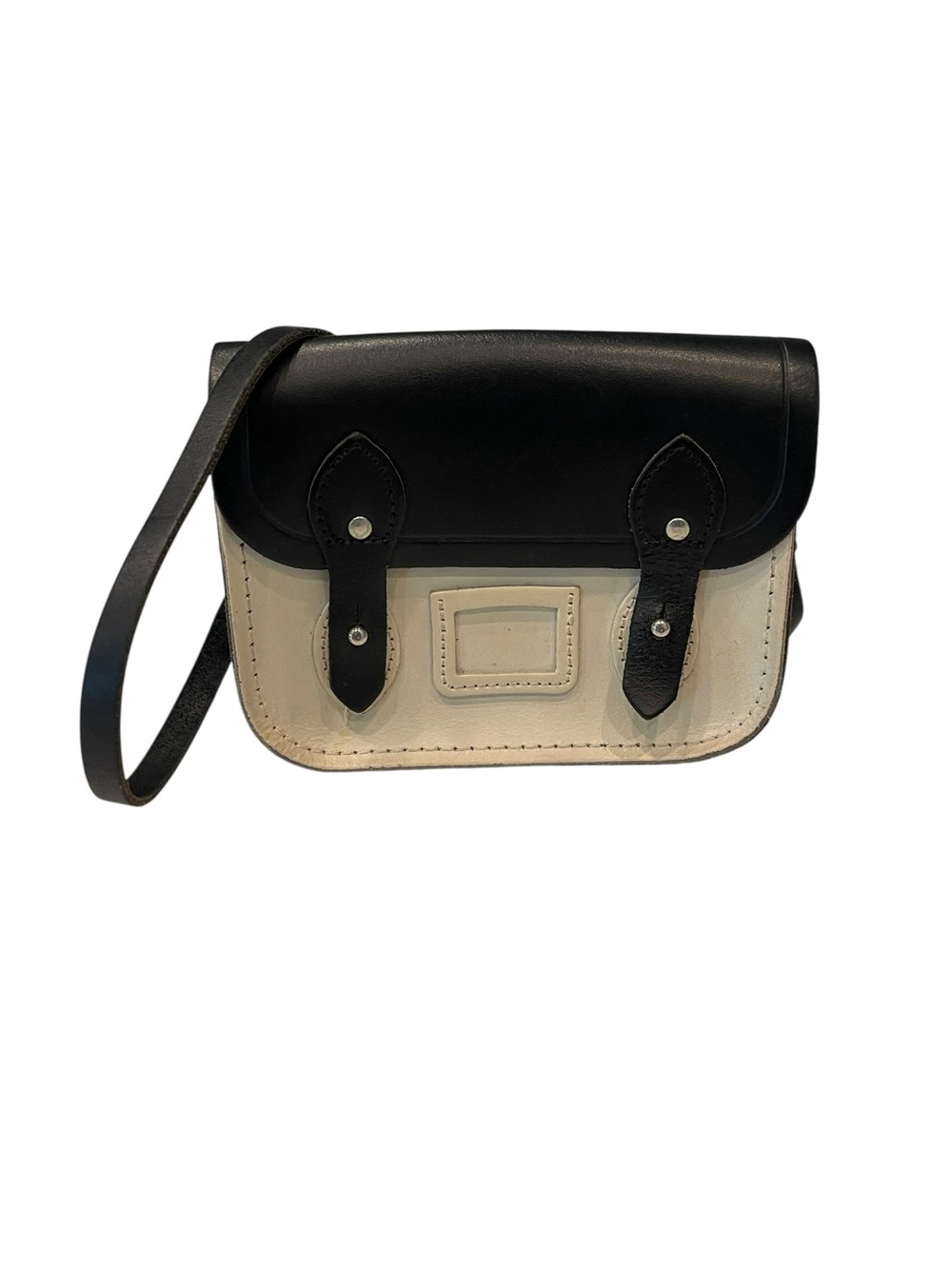Cambridge Satchel Company Satchel Crossbody Bag Ivory/Black Leather